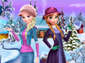 ເກມ Elsa and Anna Winter Dress Up