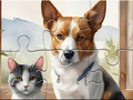 ເກມ Jigsaw Puzzle: Oil Painting Dog And Cat