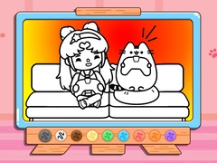 ເກມ Coloring Book: Toca Life With Pusheen